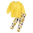 thumbnail image 1 of Cm C&M Wodro Ropa Para Niñas Pequeñas De Invierno Cálido Manga Larga Tops+Pantalones Largos Conjunto (Amarillo+Flor 5-6X), 1 of 1