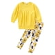 thumbnail image 1 of Cm C&M Wodro Ropa Para Niñas Pequeñas De Invierno Cálido Manga Larga Tops+Pantalones Largos Conjunto (Amarillo+Flor 5-6X), 1 of 1