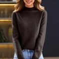 thumbnail image 7 of Knit Sweaters for Women Mock Turtleneck Warm Sweater Long Sleeve Tops Casual Soft Lightweight Shirts Brown XL, 7 of 7