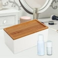 thumbnail image 6 of Desk Storage Box Cosmetic Storage Box Multipurpose Sturdy Portable Bathroom Organizer Case Makeup Organizer Box for Bathroom Drawer Cabinet White concave cover, 6 of 8