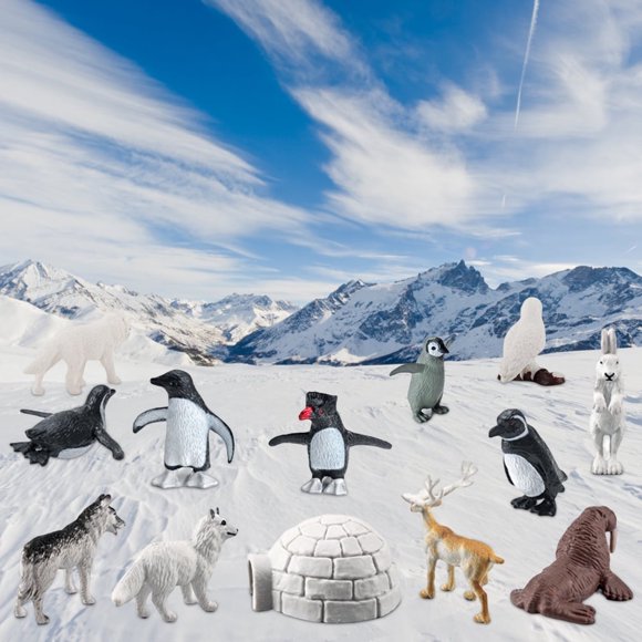 26pcs Mini Arctic Animals Model Toy Unique Design Simulation Models for Kids Scientific Cognitive Toys