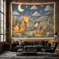 thumbnail image 6 of Sleeping Safari Animals Beneath a Crescent Moon, Cozy Illustration for Safari Fans, Nighttime Nursery Decor, Birthday Gift, Tapestry Wall Hanging for Bedroom and Living Room, 6 of 7