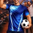 thumbnail image 2 of TEAJOPSUU Short Sleeve for Men Soccer Style Print Crew Neck Moisture Wicking & Quick Dry Shirt For Football Matches, Gym & Football Party B-Blue, 2 of 7