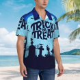 thumbnail image 3 of Gaeub Halloween Trick Or Treat Print Men's Hawaiian Shirt,Button Down Short Sleeves Shirts,Tropical Beach Casual Button Down Shirts,Small, 3 of 7