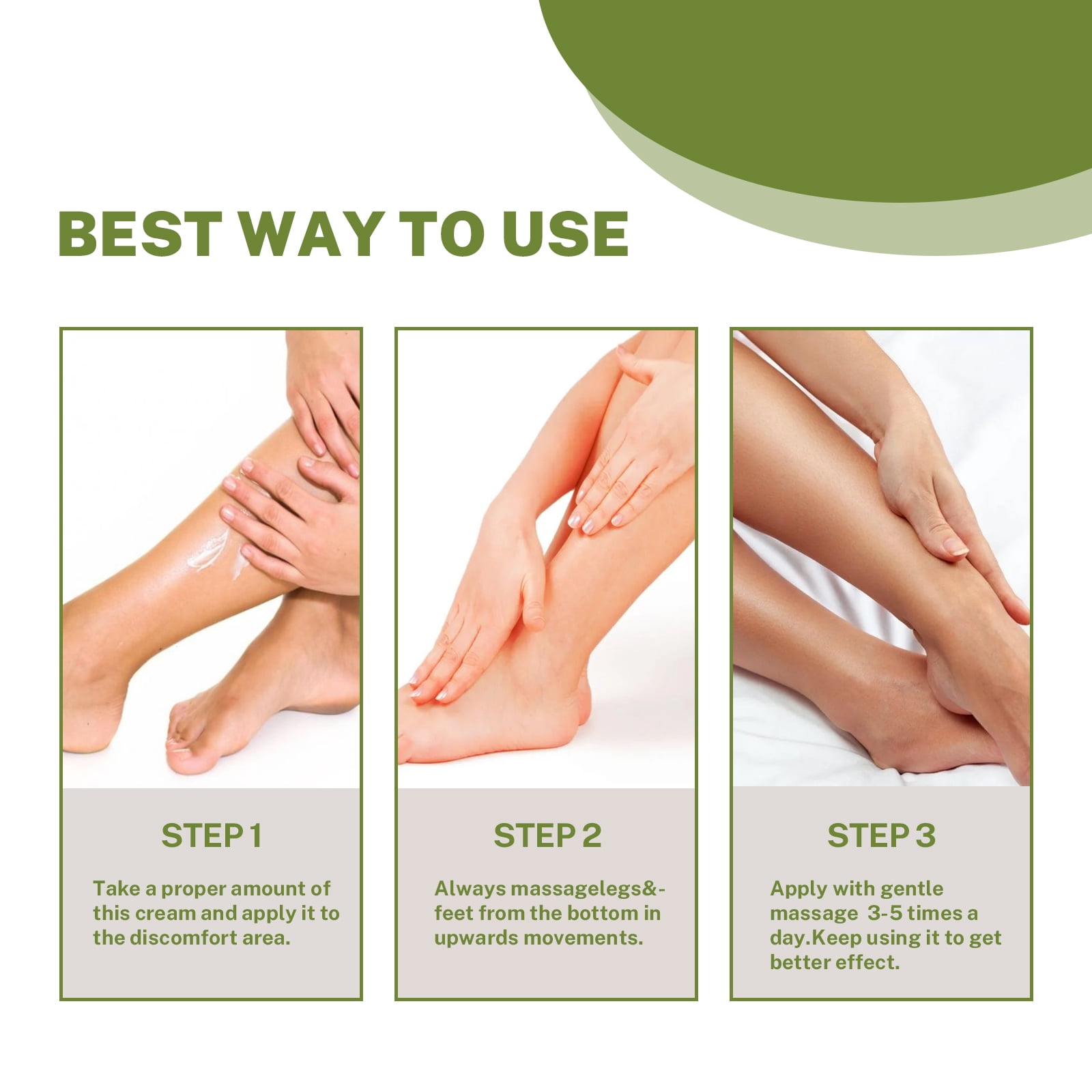 Alvantor Relief Cream for Leg, Leg Massage Cream for Smooth and Shiny, 1.76oz
