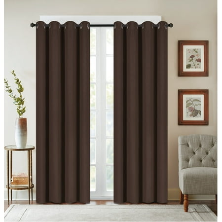 Texured Design - 2 Pack: Textured Design Blackout Curtain Panels - Brown