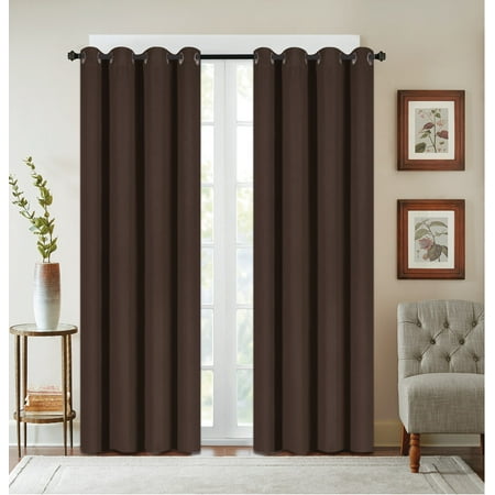 2 Pack: Textured Design Blackout Curtain Panels - Brown - Walmart.com