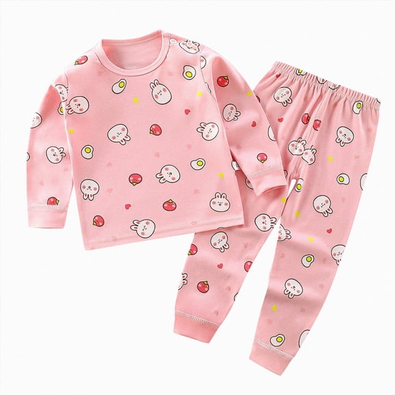 WUANDIXFA Cotton 2 Pieces Pajamas for Boys Cartoons Sleepwear Toddler Kids Clothes Tops and Pants Set Toddler 2 Piece Pajamas,S,12-18 Months