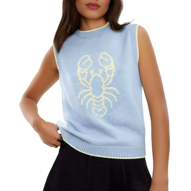 Fgnfyis Gilet Sans Manches pour Femmes, Col Rond, Basique, Tricoté, pour Usage Quotidien, avec Jeans, Toutes Saisons, BU2 L