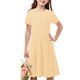 thumbnail image 3 of Odeerbi Niñas de Verano Vestido de Línea A Brillante Swing Vestido Niños Color Sólido Vestido Elástico de Manga Corta, 3 of 7
