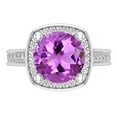 thumbnail image 2 of Dazzlingrock Collection 8mm Round Amethyst & White Diamond with Princess Halo Style Engagement Ring for Women (0.75 ctw, Color I-J, Clarity I1-I2) in 18K White Gold, Size 5, 2 of 4