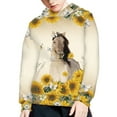 thumbnail image 5 of Xoenoiee Pullover Girls Hoodies Sunflower Horse Butterfly Print Hooded Sweatshirt with Front Kangaroo Pocket Long Sleeve Athleticwear for kids Traveling Hiking, S, 5 of 7