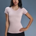thumbnail image 6 of Womens Tops Short Sleeved Round Neck Sports T-shirt Running Fitness Yoga Top Pink L, 6 of 9