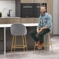 thumbnail image 5 of Vicamelia Set of 2 Bar Stools, 29” Velvet Upholstered Bar Height Chairs with Back and Footrests, Gray, 5 of 7