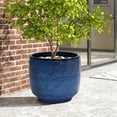 thumbnail image 4 of LuxenHome 15.75" Dia Large Ceramic Planter Pots for Plants, Ocean Blue Glazed Round Planter with Drainage, 4 of 8