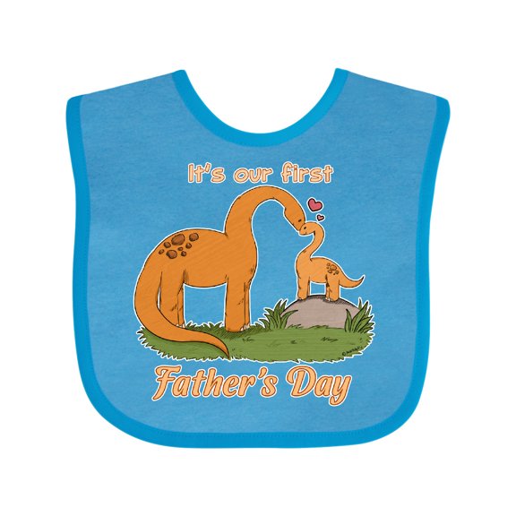 Inktastic It's Our 1st Father's Day Brontosaurus Family Boys or Girls Baby Bib