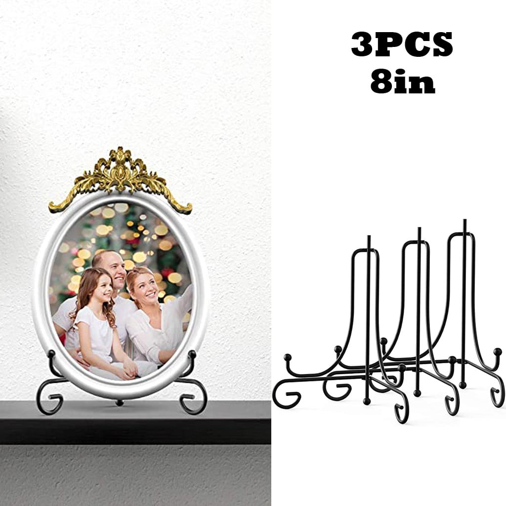 Bowl Picture Frame Photo Pedestal Display Stand Easel Black Iron Plate Rack 