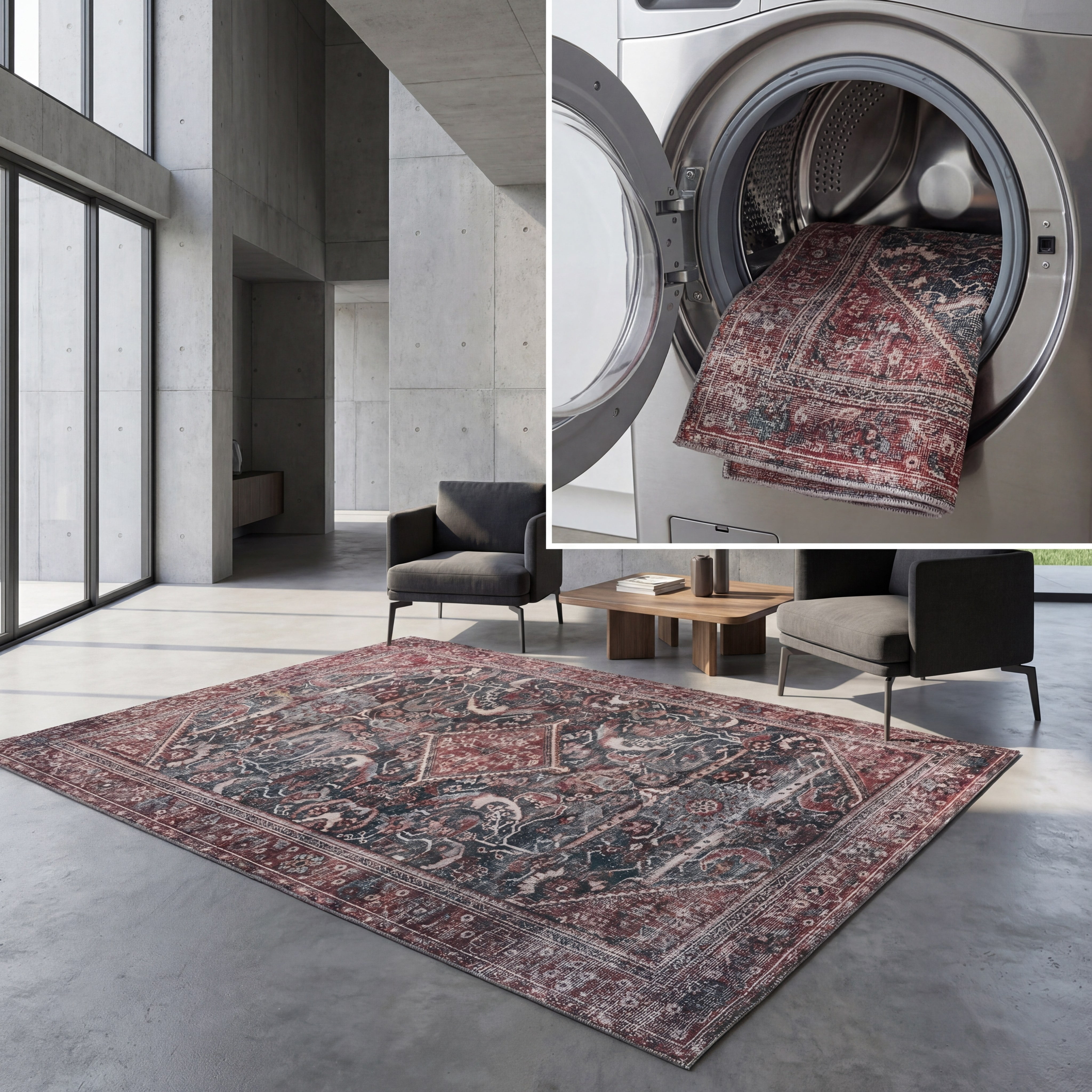 Loloi Layla LAY-13 Printed Antique / Moss Oriental Area Rug 7'-6