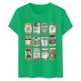 thumbnail image 3 of iTNHFP Vêtements pour Femmes T-Shirt Décontracté à Manches Courtes Col Rond Imprimé Saisonnier, 3 of 3