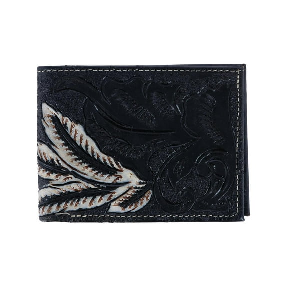 CTM  Feather Tooled Leather Bifold Wallet (Men)