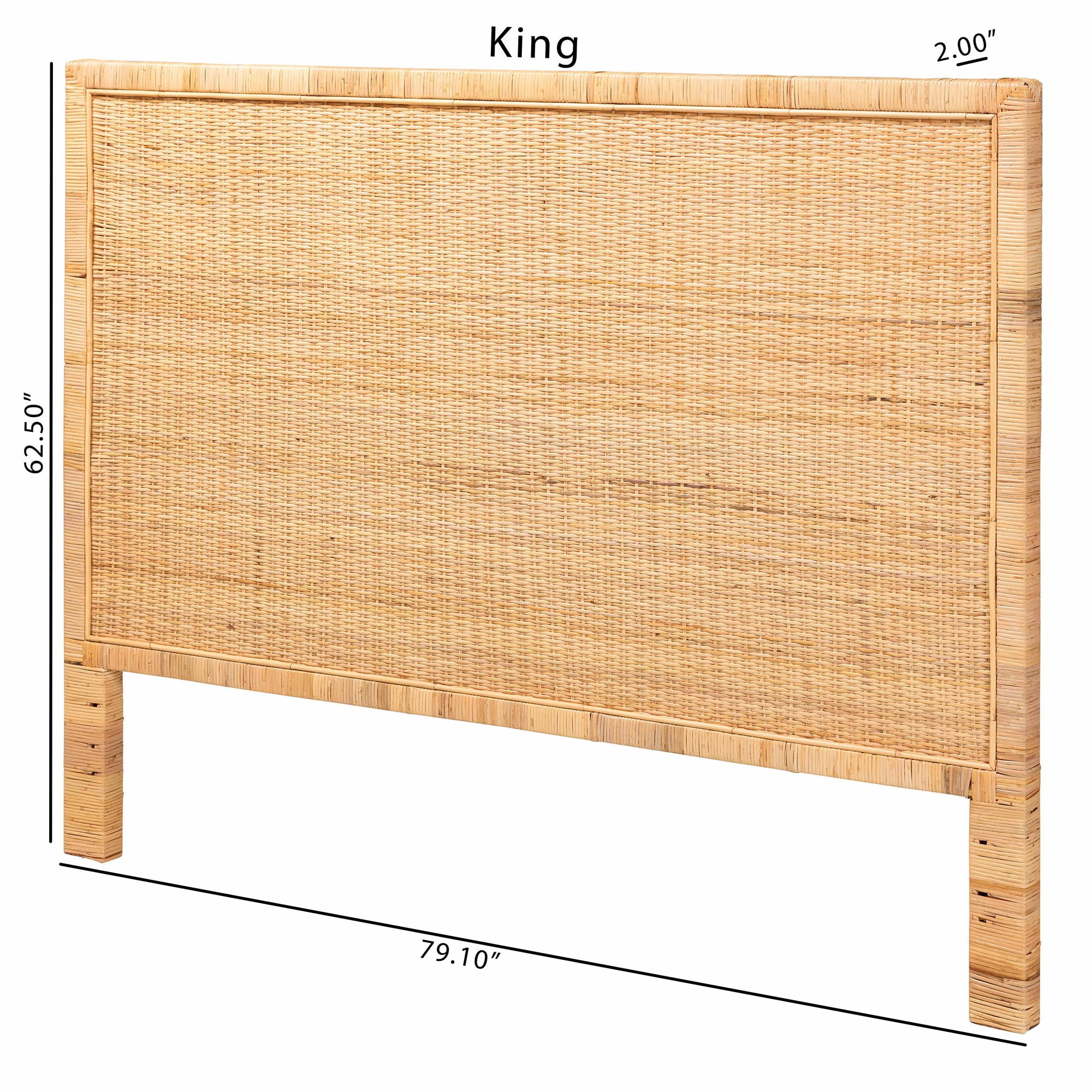 Baxton Studio Adelyn Modern Bohemian Natural Brown Rattan and Mahogany Wood Queen Size Headboard