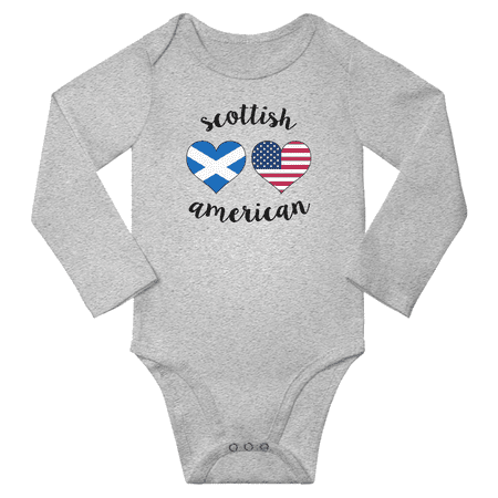 

Scottish and American Love Heart Baby Long Slevve Bodysuit Romper (Gray 3-6 Months)