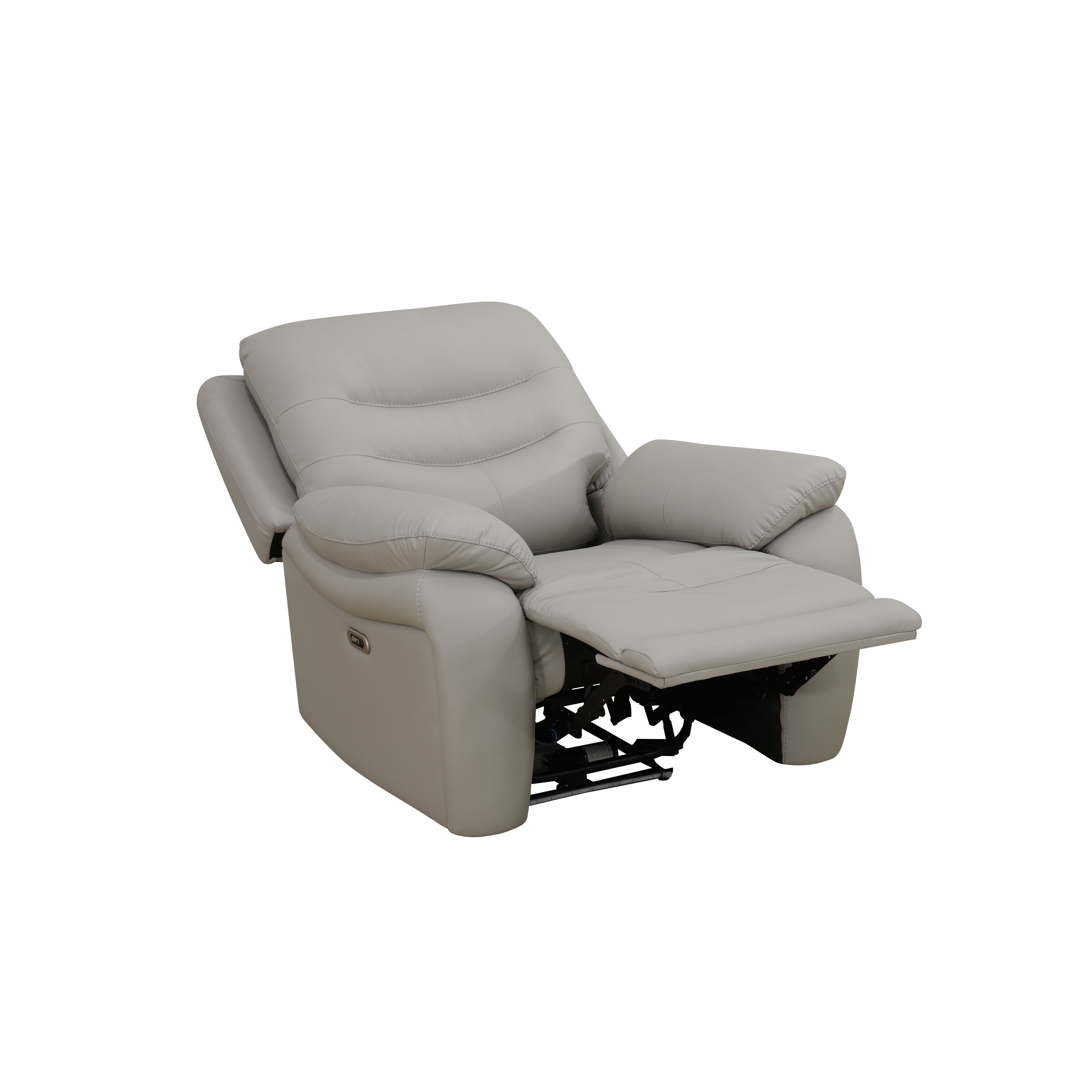 MAYEERTY Power Recliner Chair, Electric Breathable Leather Reclining Chair with USB Charging, Adjustable Backrest for Living Room, Light Grey