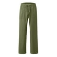 thumbnail image 5 of IDALL Linen Pants Women Wide Leg Pants Woman Women Cotton Summer Wide Leg Casual Loose Drawstring High Waist Palazzo Pants Trousers With Pockets Lounge Pants Women Summer Pants Army Green L, 5 of 6