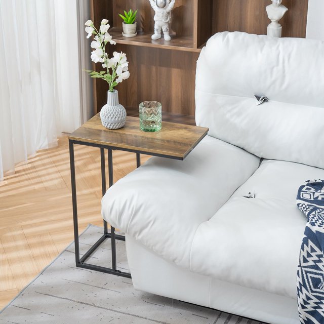 UBesGoo Snack Side Table, C Shaped End Table for Sofa Couch and Bed for