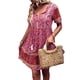 thumbnail image 3 of VISgogo Vestido bohemio para mujer, estampado de flores, manga corta, cuello en V, ajuste holgado, vestido de vacaciones, S/M/L/XL VISgogo  moda, 3 of 7