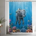 thumbnail image 5 of Ocean Diving Elephant Standard Shower Curtain Set, Waterproof Shower Curtains for Bathroom, Blue Coastal Coral Fish Marine Life Washable Fabric Bath Curtain for Bathtub with Hooks 72x72 Inches, 5 of 9