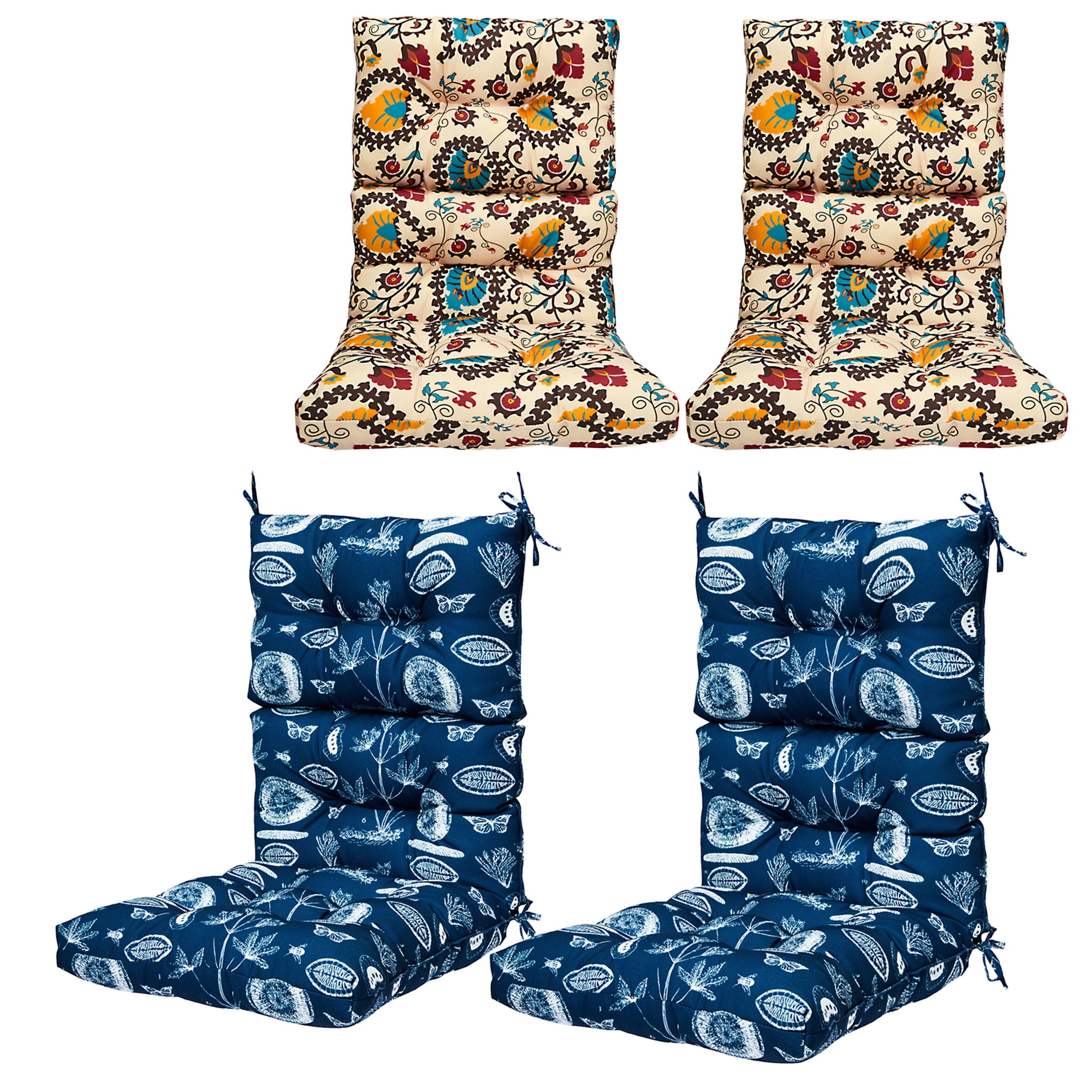 YouLoveIt 1/4 pcs Outdoor High Back Chair Cushion High Rebound Foam