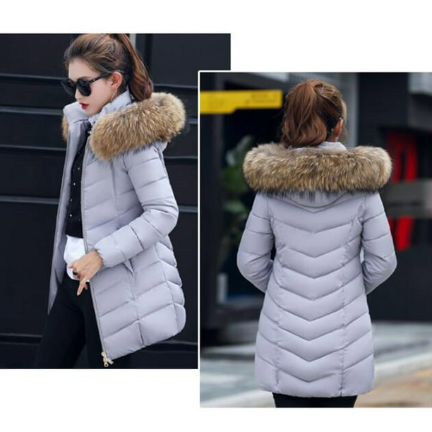 BUOYDM Chaqueta Con Capucha Para Mujer – Abrigo De Invierno Y Otoño Cálido, Ligero Y Suave (Mezcla De Algodón)
