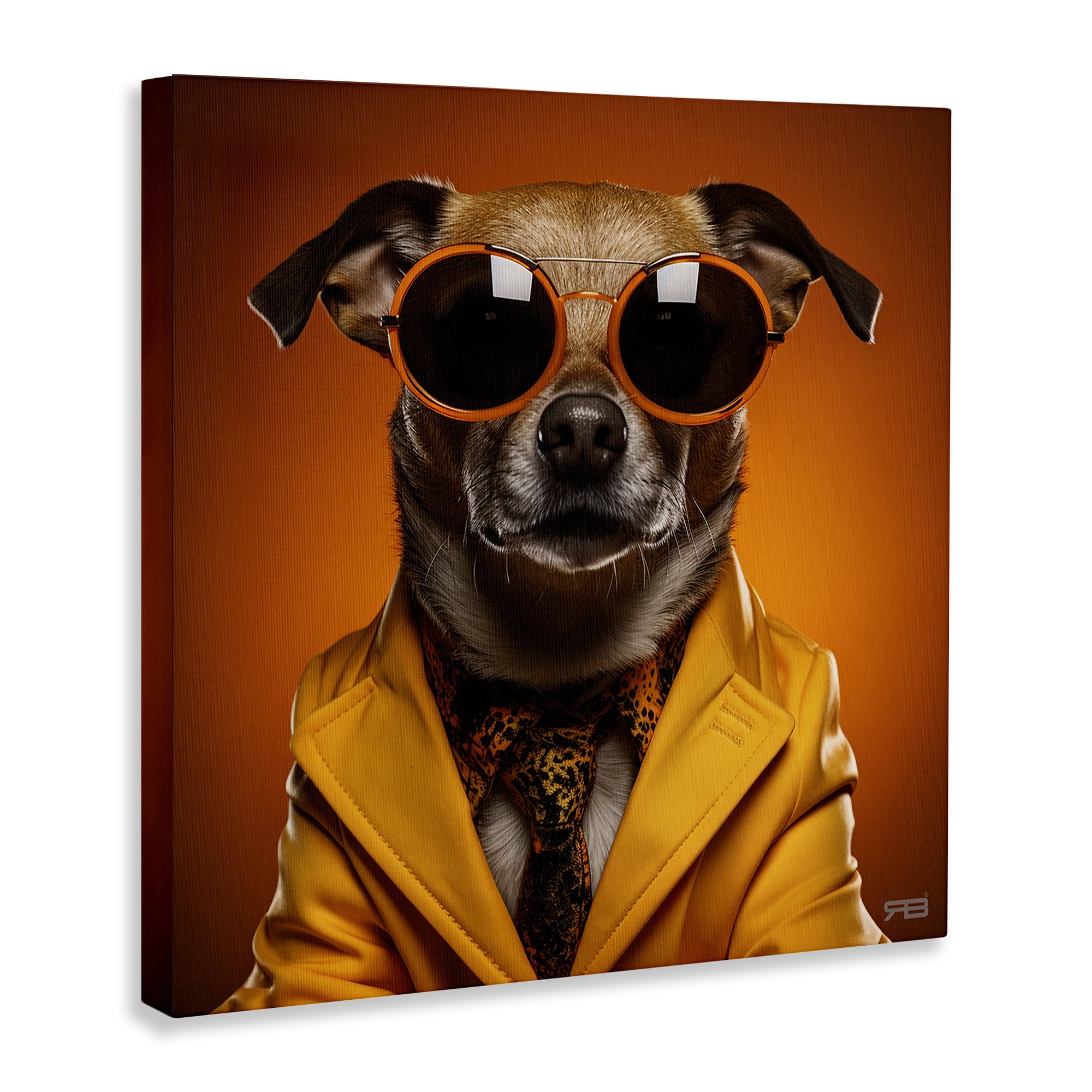 Stupell Industries Trendy Dog Yellow Suit Animals & Insects Painting Gallery Wrapped Canvas Art Print Wall Art, 30 x 30