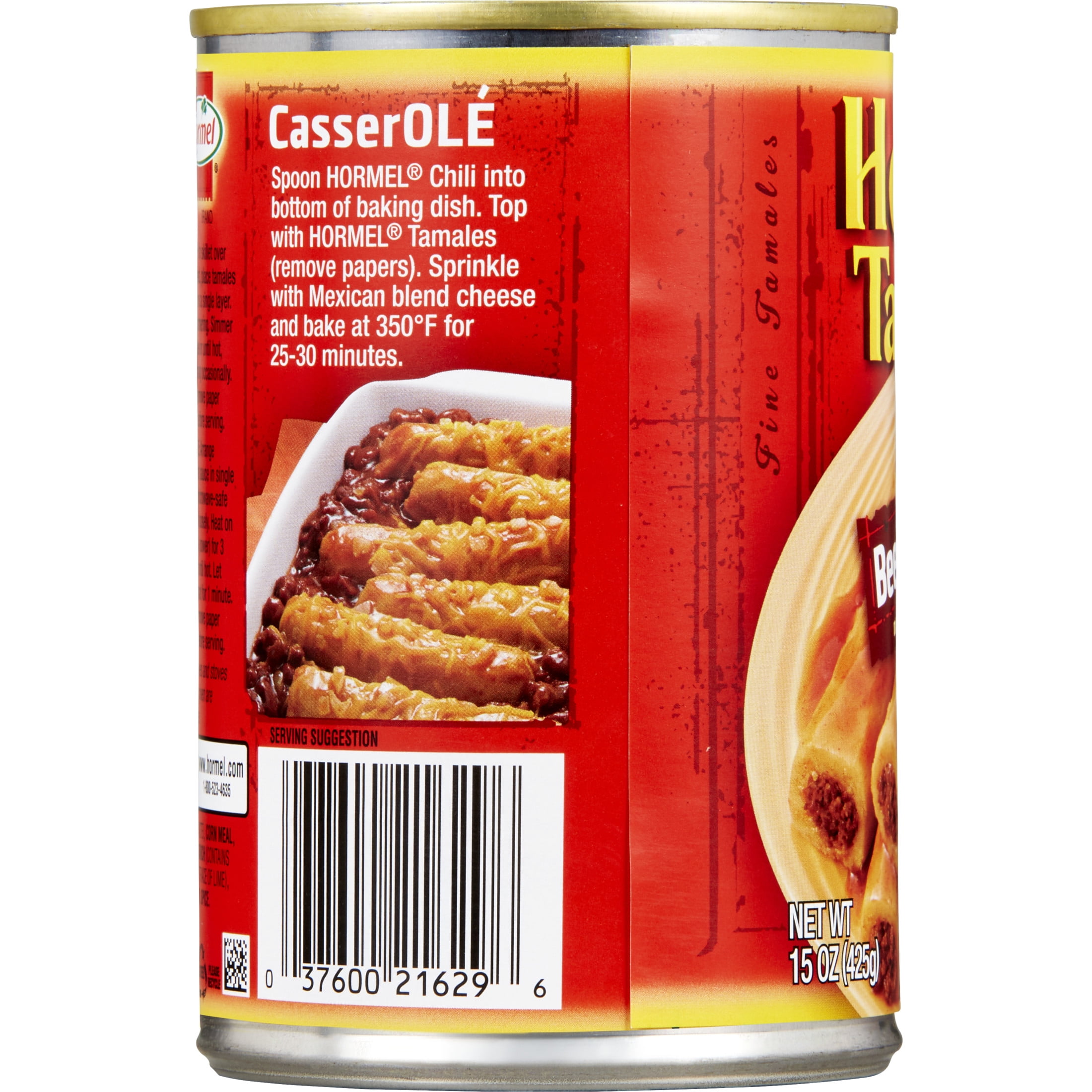 (3 pack) HORMEL Beef Tamales in Chili Sauce, Canned Tamales, Shelf-Stable, 15 oz Steel Can (4-Pack)
