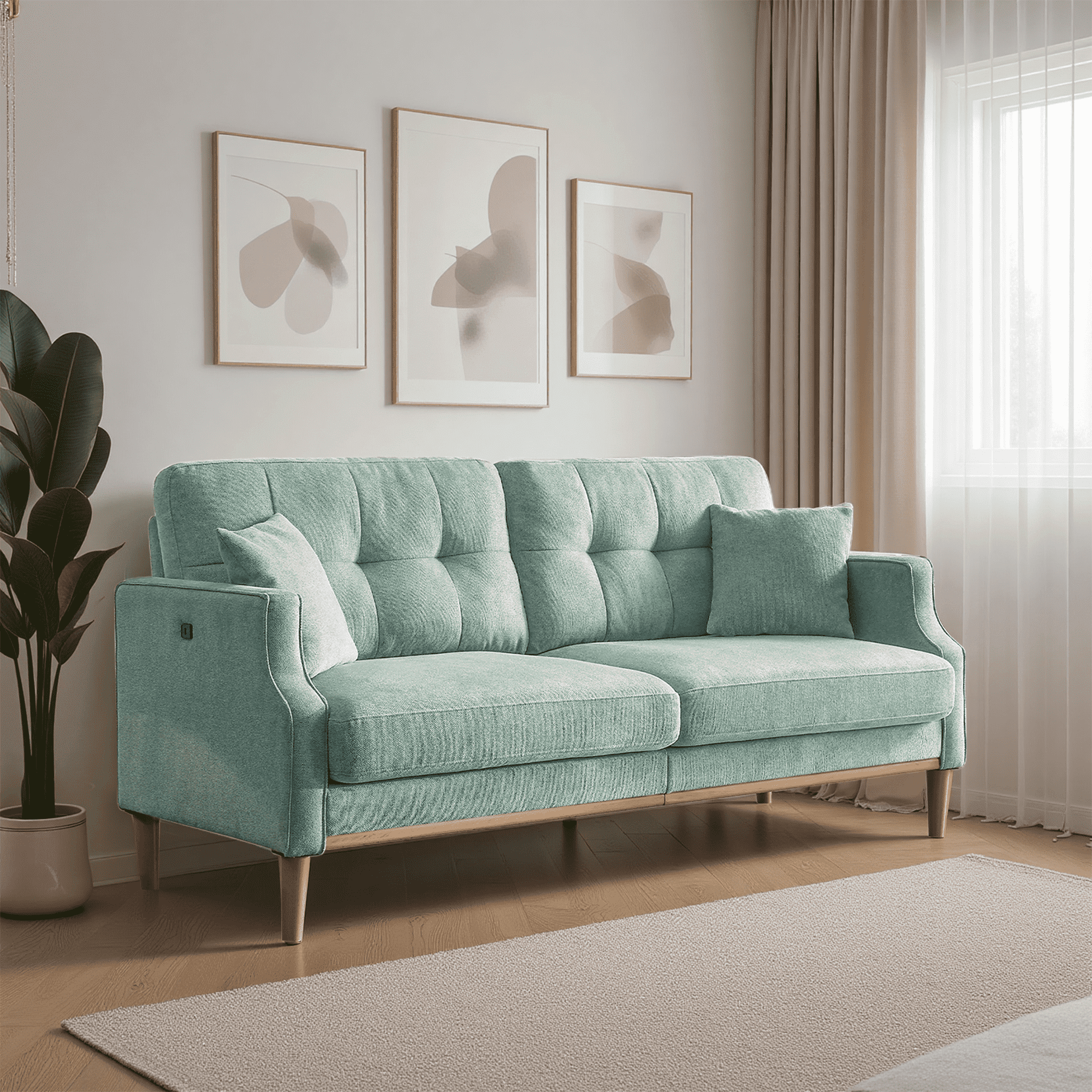MAYEERTY Living Space sofa 3 seater With Waterproof Fabric , USB Charge port
