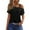 Black, variant on GceSteap Summer Shirts for Women Off The Shoulder Short Sleeve Asymmetrical Neck Tops Criss Cross Blouses Ethnic Floral Print Clothes 2024 Light Blue M