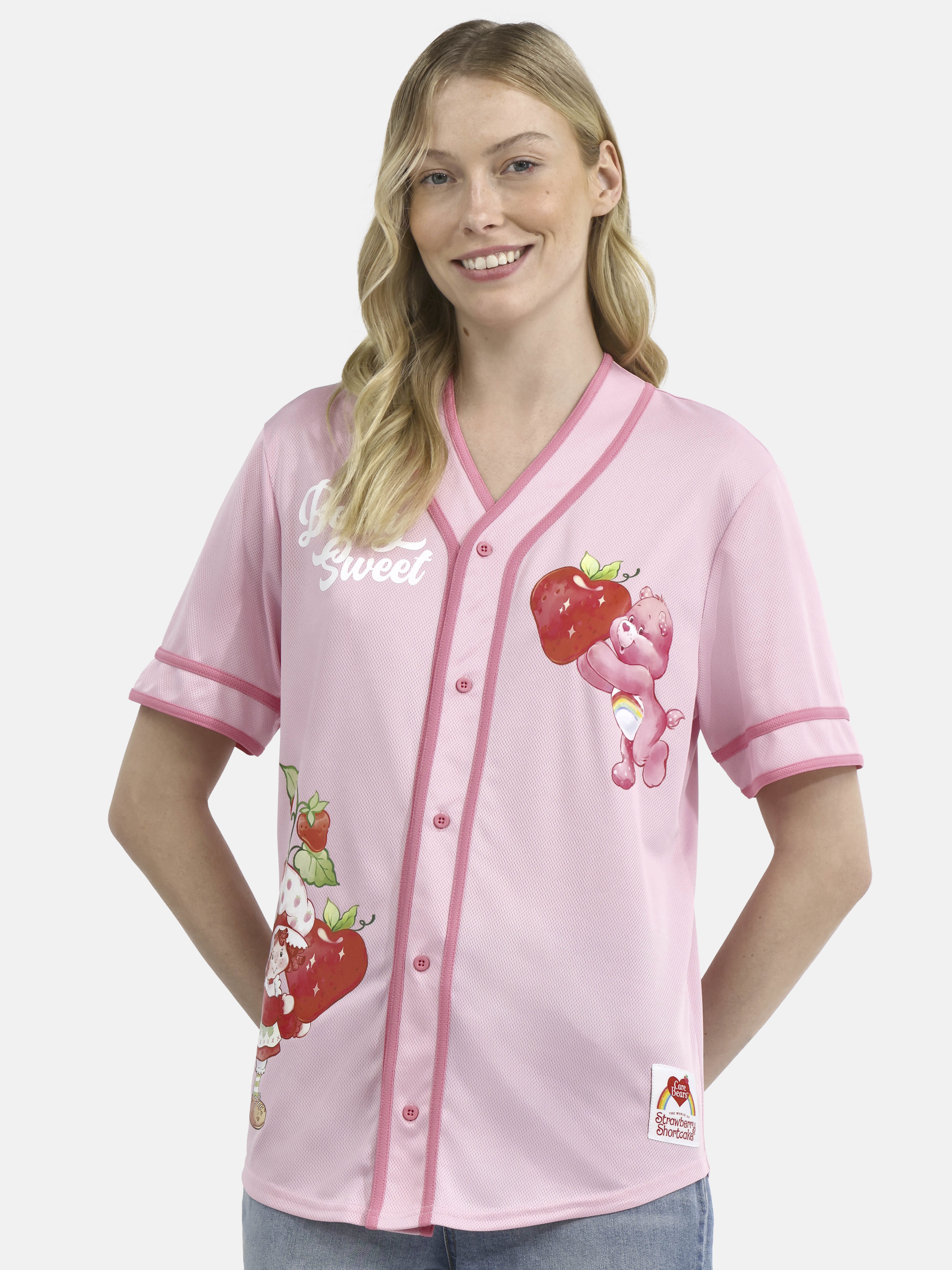 Strawberry Shortcake x Care Bears Women's Baseball Jersey, Sizes