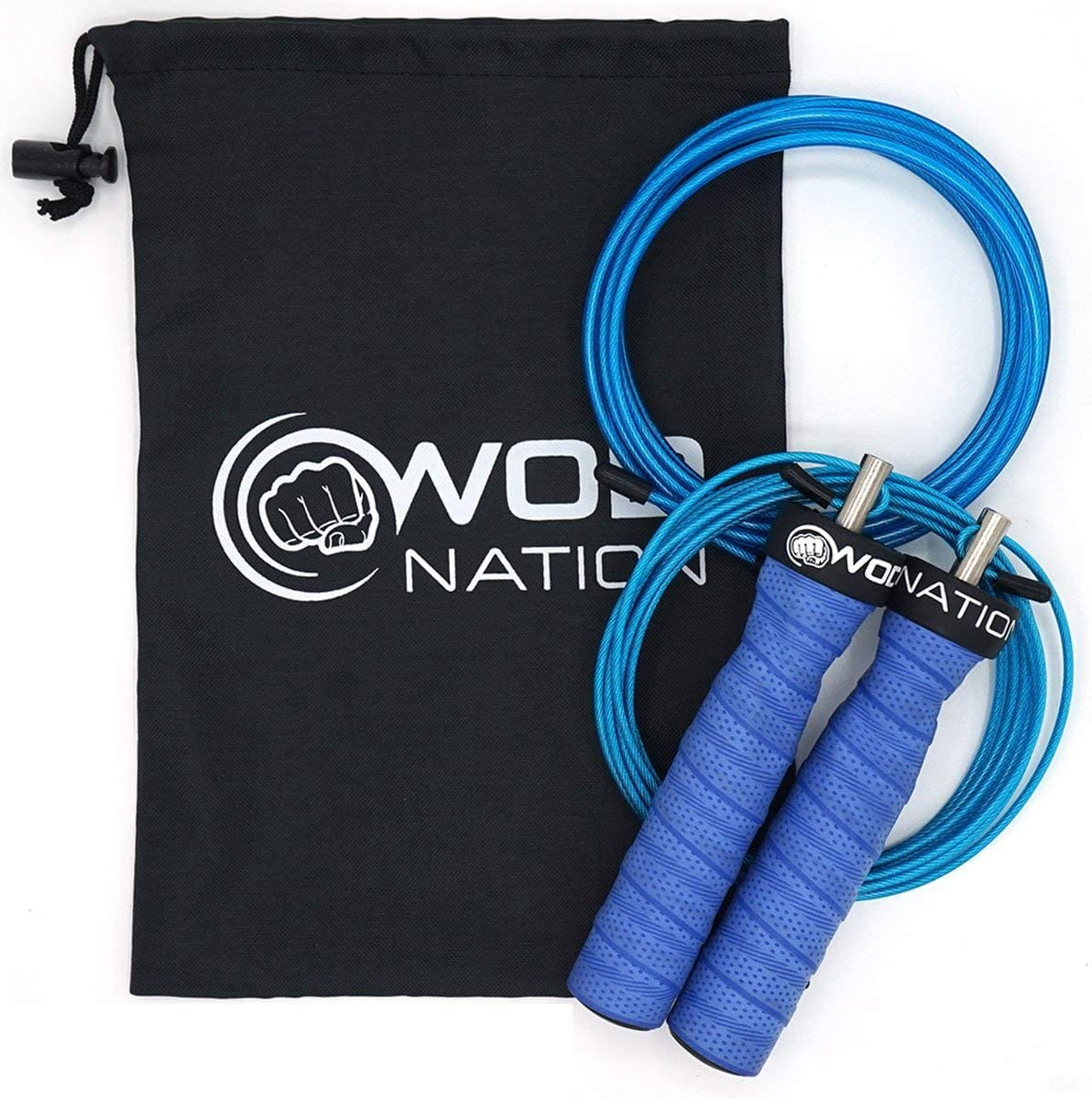 WOD Nation Adjustable Attack Speed Jump Rope for Men and Women, Blue