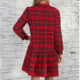 thumbnail image 5 of Womens Plaid Dress 2024 Fashion Single Breasted Light Plaid Jacket Pocket Long Sleeve Ruffle A Line Shirt Dress, 5 of 5