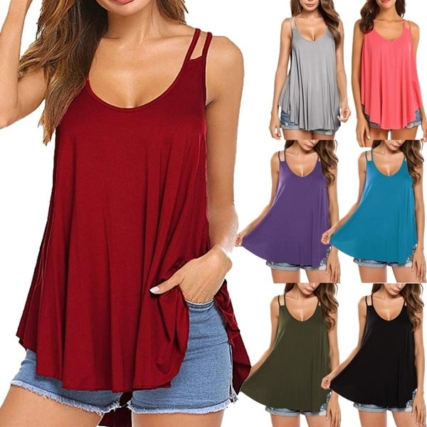 Zilcremo Women Summer Tank Top Flowy V Neck Casual Sleeveless Camisole Cami Tops