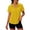 Yellow, variant on Women Plus Size Button down Short Sleeve Collared Shirts Summer Breathable Blouse Casual Tops by Yigetop Blue L