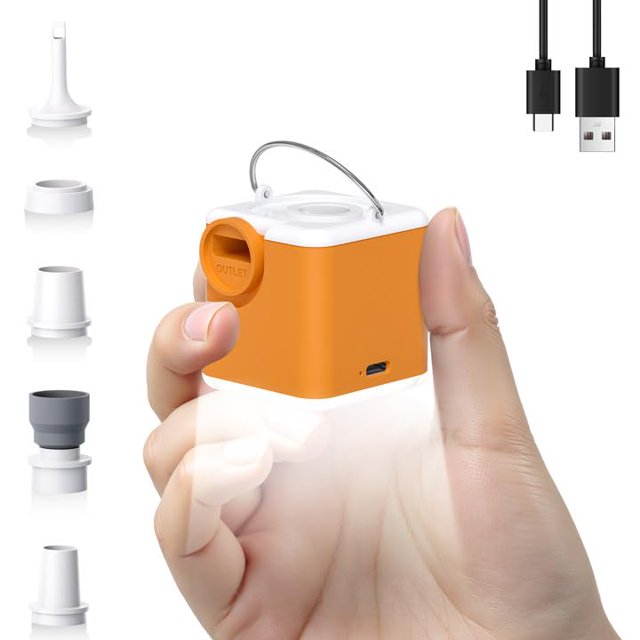 Bomba de aire portátil Clopria NANO PUMP 5 con color naranja claro para acampar