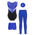 thumbnail image 2 of YiZYiF Kids Girls Sleeveless Gymnastics Leotards Training Bodysuit with Shorts Leggings And Headband Blue 14, 2 of 7