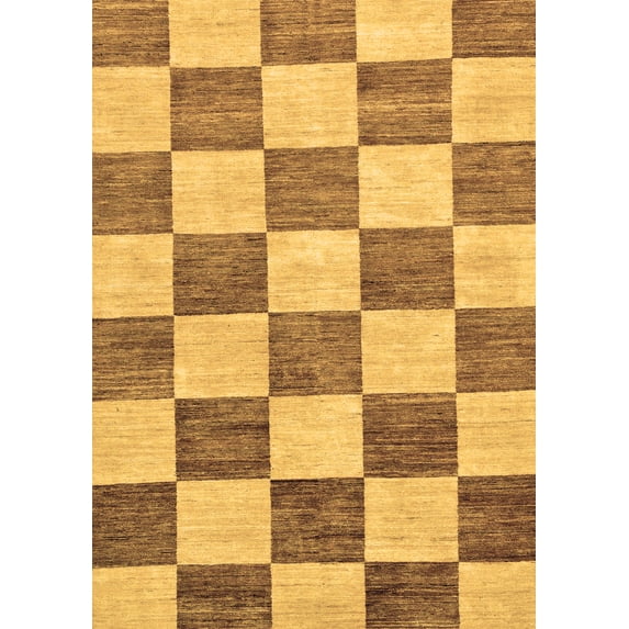Ahgly Company Indoor Rectangle Checkered Brown Modern Area Rugs, 3' x 5'