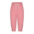 thumbnail image 4 of Womens Plus Size Capris Women's Casual Elastic Tie Waist Loose Long Pants With Pocket Capris, 4 of 6