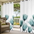 thumbnail image 5 of Teal Tulip Outdoor Curtains for Patio Waterproof, X-ray Flower Transparent Floral Plant Grommet Curtains for Porch Outside Privacy Drape for Gazebo Garden Pergola, 1 Panel, 54x84in, 5 of 9