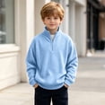 thumbnail image 6 of MHOSTAFH Boys Quarter Zip Pullover Warm Stand Collar Sweatshirt Loose Fit Fall Winter Outfits 3-14Years, 6 of 7
