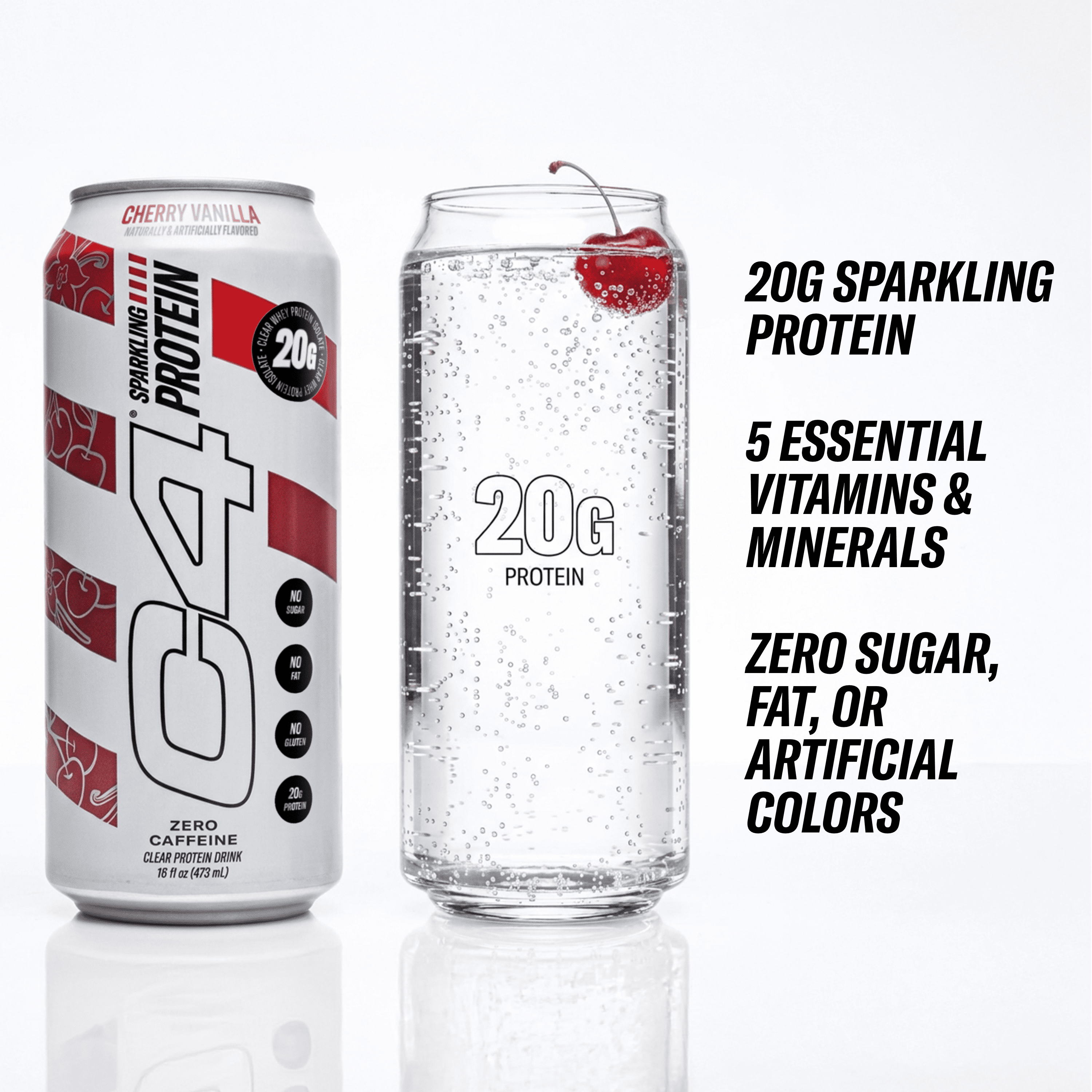 C4 Clear Protein Soda Cherry Vanilla, Ready to Drink, 16 fl oz