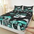 thumbnail image 3 of jejeloiu Cyan Fungus Mushroom Queen Sheet Sets,Bohemian Rustic Plant Bed Set For Adults 4-Piece, 3 of 7